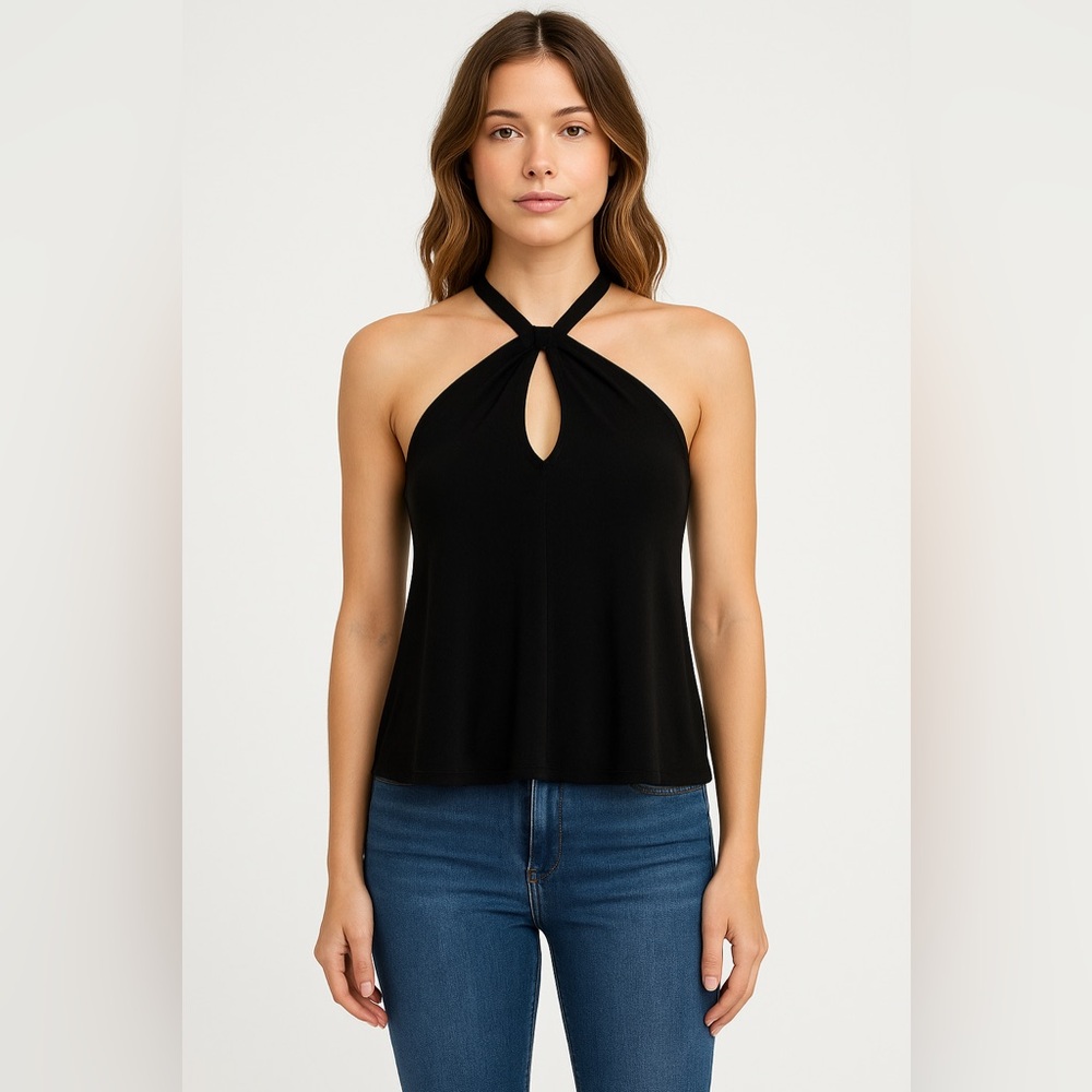 Design Lab Lord & Taylor Black Keyhole Halter Top | Size S | NWT